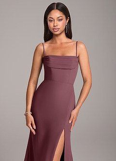 Azazie Saige Jurken voor bruidsmeisjes Converteerbaar Jurk van Chiffon met Kolom Off the Shoulder Sangria image2