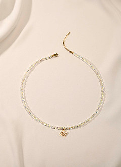 front Halsband med bokstavskristallpärlor
