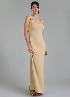 Azazie Ariel Bridesmaid Dresses Champagne Mermaid Square Neckline Premium Stretch Jersey Dress image6
