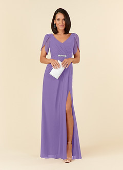 Azazie Marianne Mother of the Bride Dresses Tahiti Sheath V-Neck Pleated Chiffon Dress image4