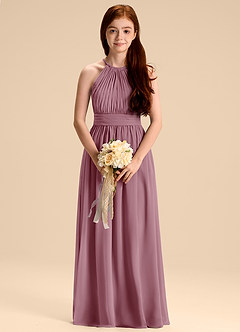 Azazie Malone Junior Robe Trapèze en Mousseline de soie Plissée Mauve Vintage image3