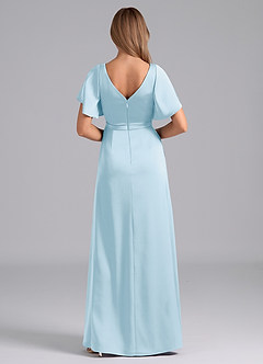 Azazie Ambrosia Robes de demoiselle d'honneur Robe Trapèze en Satin extensible Plissée Bleu Ciel image3