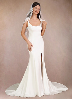 front Diamond and Lace Elbow Veil