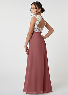 Azazie Rana Junior Robe Trapèze en Mousseline de soie Dentelle Améthyste image4