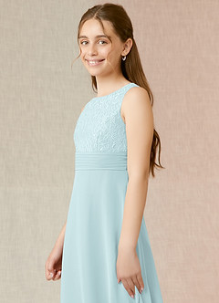 Azazie Snow Junior Mist A-Line Lace Chiffon Dress image5