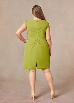 Azazie Nola Mère de la mariée Robes Robe Fourreau en Mousseline de soie Col en V Plissé Citronnelle image7