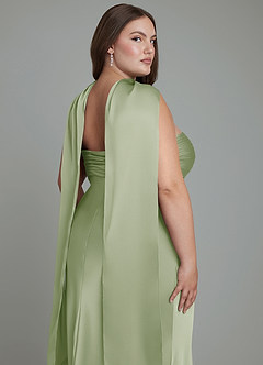 Azazie Saylor Jurken voor bruidsmeisjes Jurk van Stretch Satijn met Zeemeermin Strapless Stoffige Salie image19