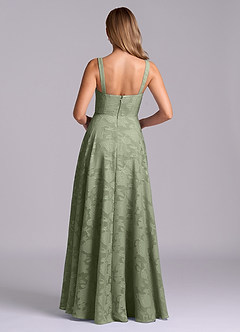 Azazie Shaude Bridesmaid Dresses Pistachio A-Line Pleated Floral Burnout Dress image2