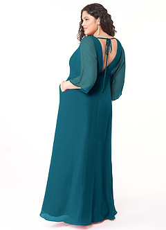 Azazie Rebecca Final Sale Black A-Line V-Neck Long Sleeve Chiffon Dress image10