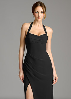 Azazie Serenity Vestidos de damas de honor Vestido de Negro de Gasa de Corte Sirena con Escote de Corazón image6