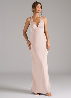 Azazie Tianna Bridesmaid Dresses Blushing Pink A-Line Stretch Satin Dress image6