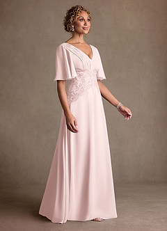 Azazie Milliat Mother of the Bride Dresses Blushing Pink A-Line Lace Chiffon Dress image2
