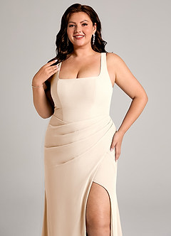Azazie Mero Bridesmaid Dresses White Alabaster Sheath Pleated Chiffon Dress image14