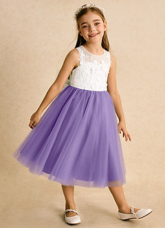 Azazie Lina Flower Girl Dresses Ivory Tahiti Ball-Gown Lace Dress image4