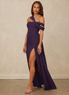 Christian Siriano Bridal for Azazie 1014 Bridesmaid Dresses Plum A-Line Off the Shoulder Chiffon Dress image8