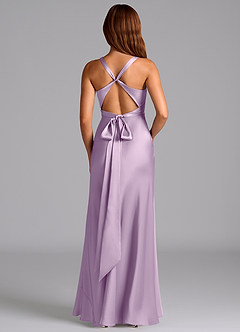 Azazie Hati Bridesmaid Dresses Frosted Lilac Mermaid Stretch Satin Dress image7