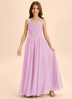 Azazie Kady Junior Robe Trapèze en Mousseline de soie Encolure en Forme de Cœur Rose Bonbon image3