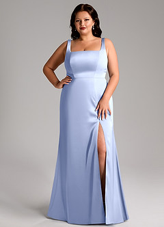 Azazie Frostine Bridesmaid Dresses Ice A-Line Bow Stretch Satin Dress image14