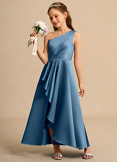 Azazie Taffy Junior Formal Flower Girl Klänningar Klä A-Line i Matt satäng Spets image3