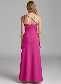 Azazie Mika Junior Robe Trapèze en Satin extensible Plissée Fuchsia image2