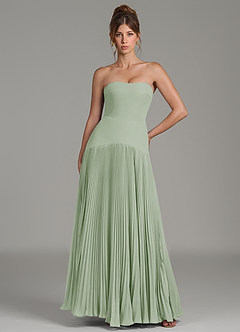 Azazie Yuliana Bridesmaid Dresses Dusty Sage A-Line Strapless Chiffon Dress image1