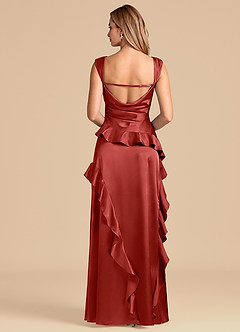 Azazie Sloane 신부 들러리 드레스 A라인 스윗하트 네크라인 메탈릭 새틴 바닥 길이 드레스 image6