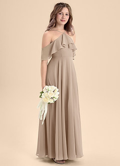 Azazie Tessabelle Junior A-Linie Schulterfrei Chiffon Kleid Taupe image5