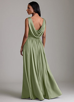 Azazie Novi Bridesmaid Dresses Pistachio A-Line with Pockets Stretch Satin Dress image2