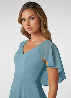Azazie Jamie Bridesmaid Dresses Moody Blue A-Line Chiffon Dress image6
