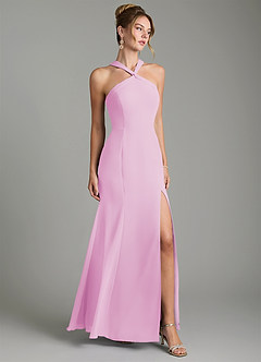 Azazie Rue Bridesmaid Dresses Candy Pink A-Line Halter Chiffon Dress image1