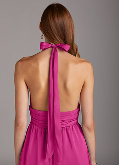 Azazie Oli Jurken voor bruidsmeisjes Jumpsuit van Stretch Satijn Geplooid Fuchsia image5