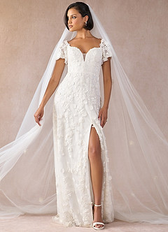 front 3D Flower Cathedral Veil
