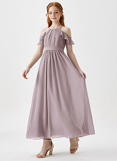 Azazie Chaya Junior Dusk A-Line Off the Shoulder Chiffon Dress image5
