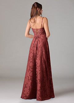 Azazie Valentine Bridesmaid Dresses Terracotta A-Line Sweetheart Neckline Floral Burnout Dress image5