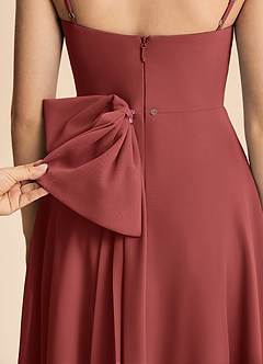 Azazie Bear Junior Terracotta A-Line Pleated Chiffon Dress image8