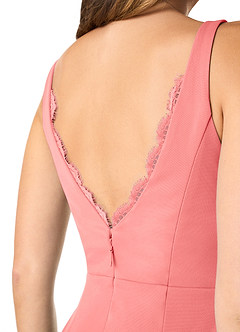 Azazie Verami Bridesmaid Dresses Coral Mermaid Lace Mesh Dress image5
