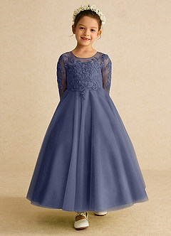 Azazie Precious Flower Girl Dresses Stormy A-Line Lace Tulle Dress image4