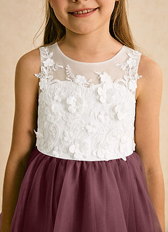 Azazie Lina Flower Girl Dresses Ivory Sangria Ball-Gown Lace Dress image8