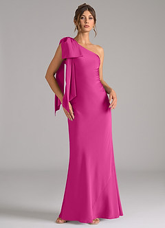 Azazie Capri Brautjungfernkleider Meerjungfrau-Linie One-Shoulder Stretch-Satin Kleid Fuchsia image1
