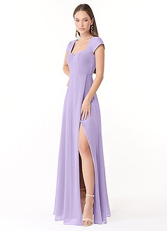 Azazie Hainsly Abiti da Damigella Abito A-Line in Chiffon Scollo a Cuore Lilla image3