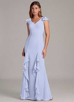 Azazie Nessa Robes de demoiselle d'honneur Robe Trapèze en Mousseline de soie Lavande image4