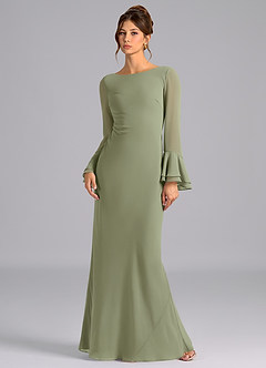 Azazie Leone Bridesmaid Dresses Pistachio Mermaid Corset Chiffon Dress image1