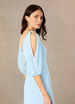 Azazie Bronwyn Mother of the Bride Dresses Sky Blue A-Line V-Neck Ruched Chiffon Dress image5