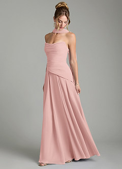 Azazie Gabriela Bridesmaid Dresses Powder Pink A-Line Corset Chiffon Dress image4