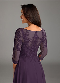 Azazie Marge Mother of the Bride Dresses Plum A-Line Scoop Lace Chiffon Dress image4