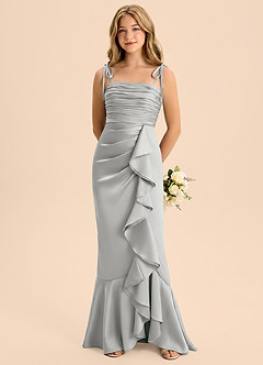 Azazie Ryan Junior Robe Fourreau en Satin extensible Arc Argent image5