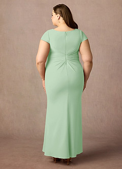 Azazie Tana Mother of the Bride Dresses Dusty Sage Mermaid V-Neck Pleated Stretch Crepe Dress image7