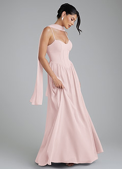 Azazie Alisha Bridesmaid Dresses Blushing Pink A-Line Corset Chiffon Dress image6