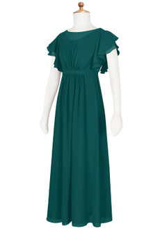 Azazie Daphne Junior Peacock A-Line Pleated Chiffon Dress image8