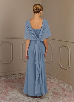 Azazie Dion Mother of the Bride Dresses Dusty Blue Sheath Scoop Stretch Crepe Dress image6